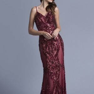 Navy Sequined Formal Dress